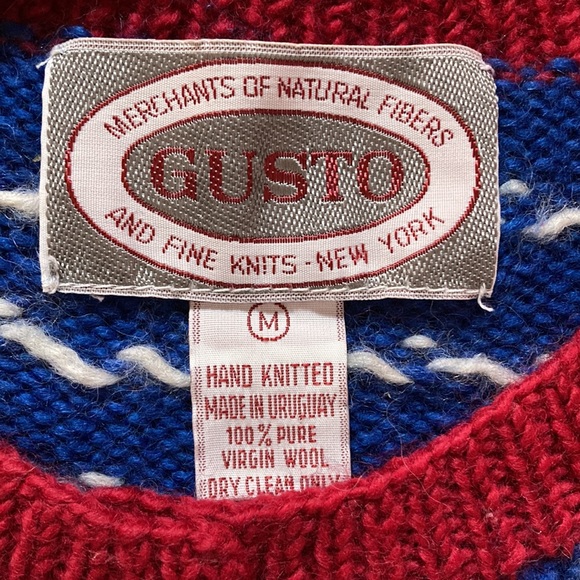 Gusto Ski motif Hand Knitted Cardigan, Size M 100% Pure Virgin Wool, Beautiful! - Picture 4 of 5